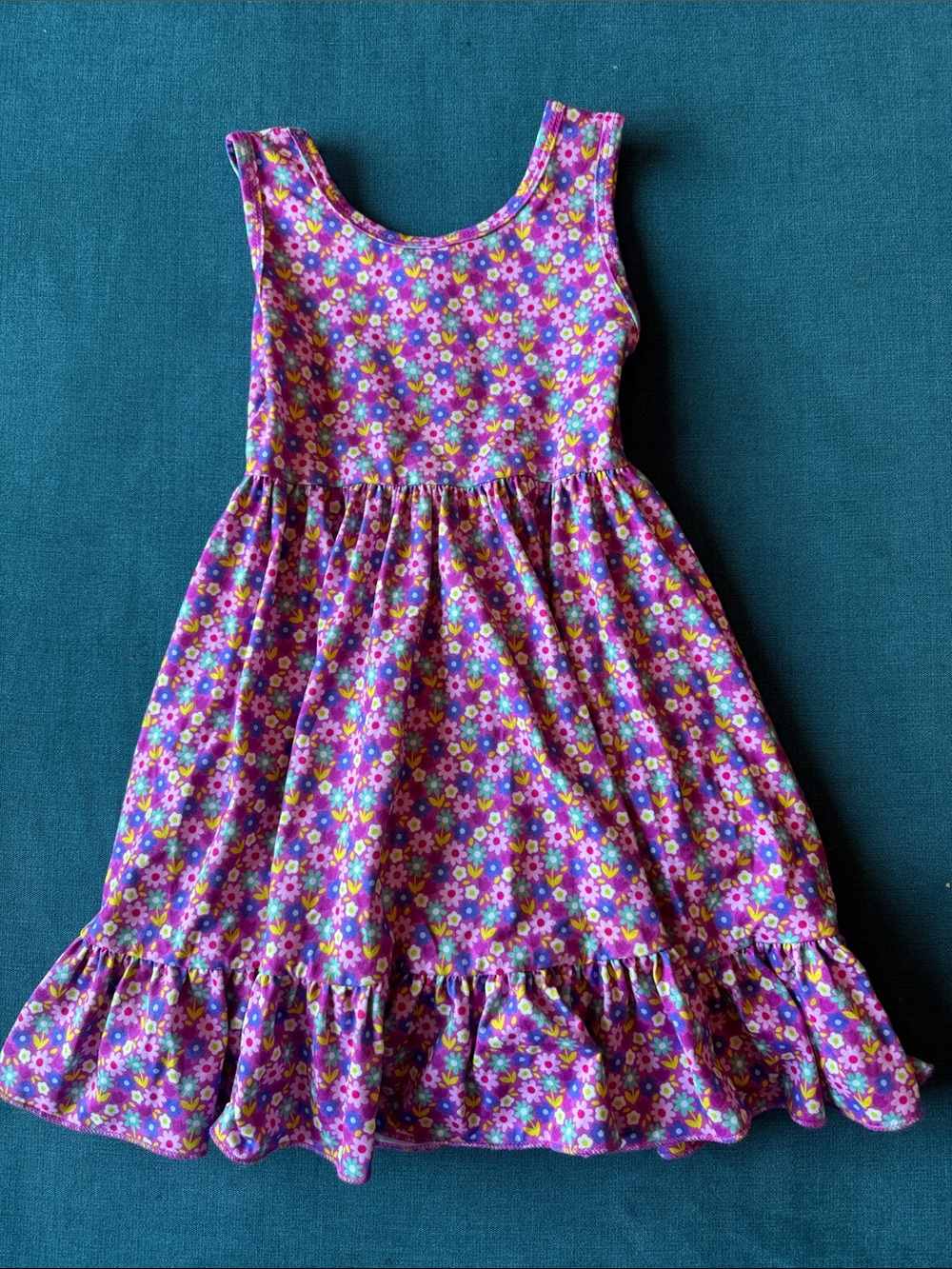 Girlhood by Little Stocking Co Purple Floral Ruffle Hem Kids Dress